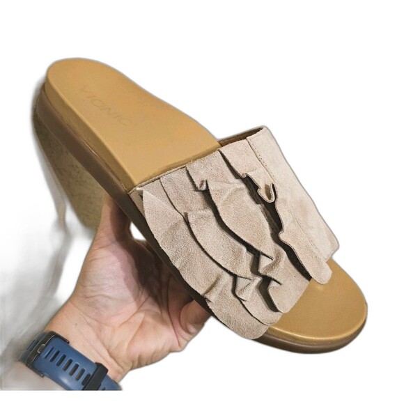 Vionic Palm Roni Suede Slides Sandals Beige VS385/15271928 Women’s US 9 EU 41 - Picture 1 of 7